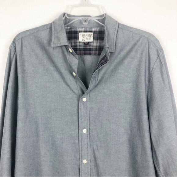 NWT Threads & Heirs Men’s Button Down Blue Shirt Size Medium - Picture 3 of 10